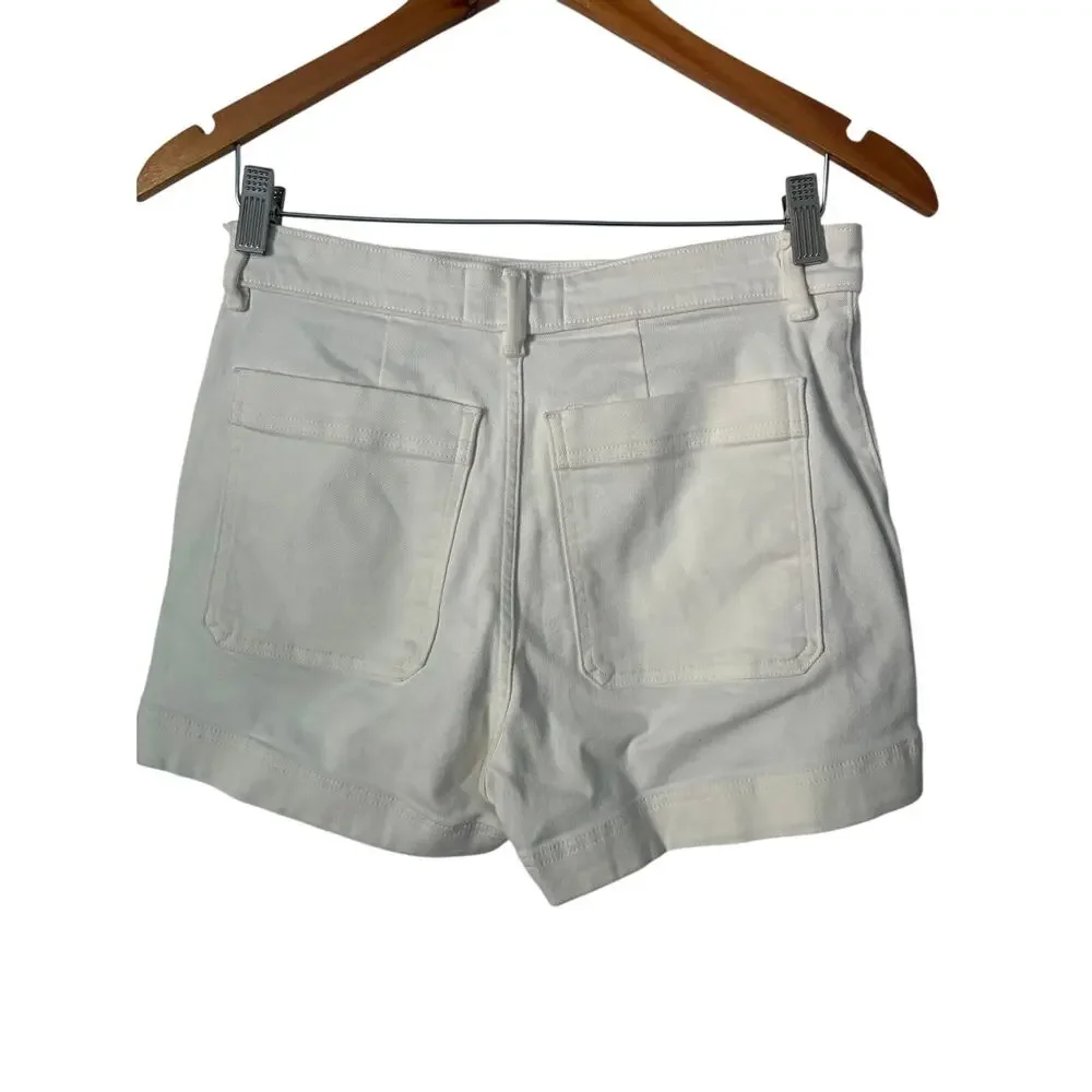 Everlane White Denim Casual Shorts High Waist Size 4